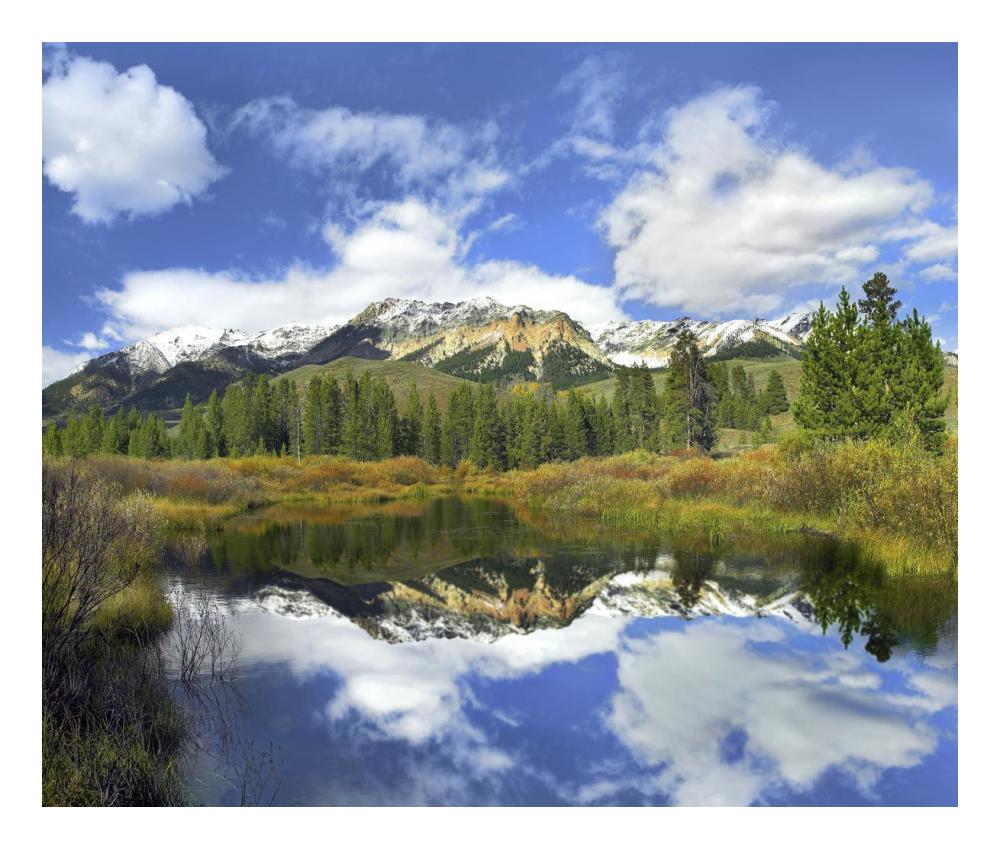 Easely Peak reflected in Big Wood River, Idaho-Paper Art-24"x20.48"