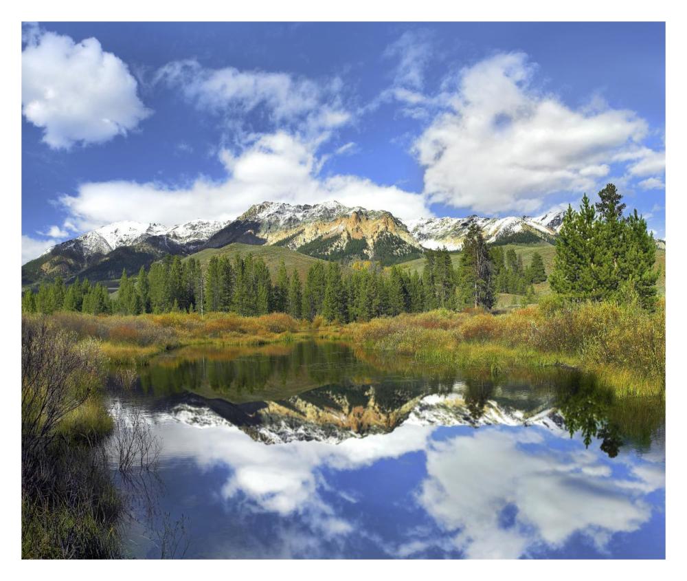 Easely Peak reflected in Big Wood River, Idaho-Paper Art-32"x27.2"