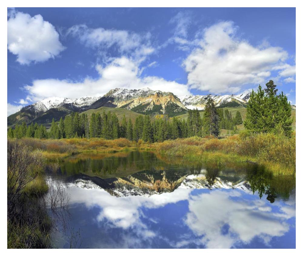 Easely Peak reflected in Big Wood River, Idaho-Paper Art-42"x35.6"