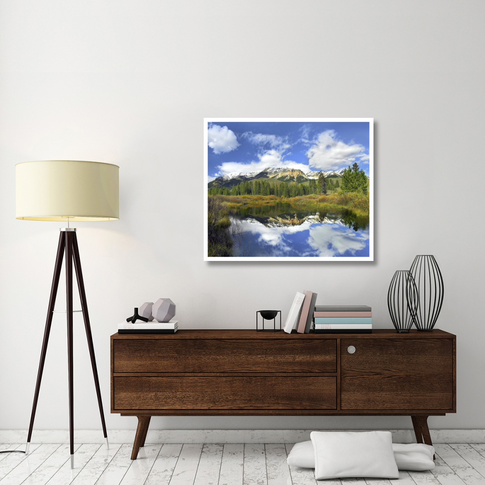 Easely Peak reflected in Big Wood River, Idaho-Paper Art-42&quotx35.6"