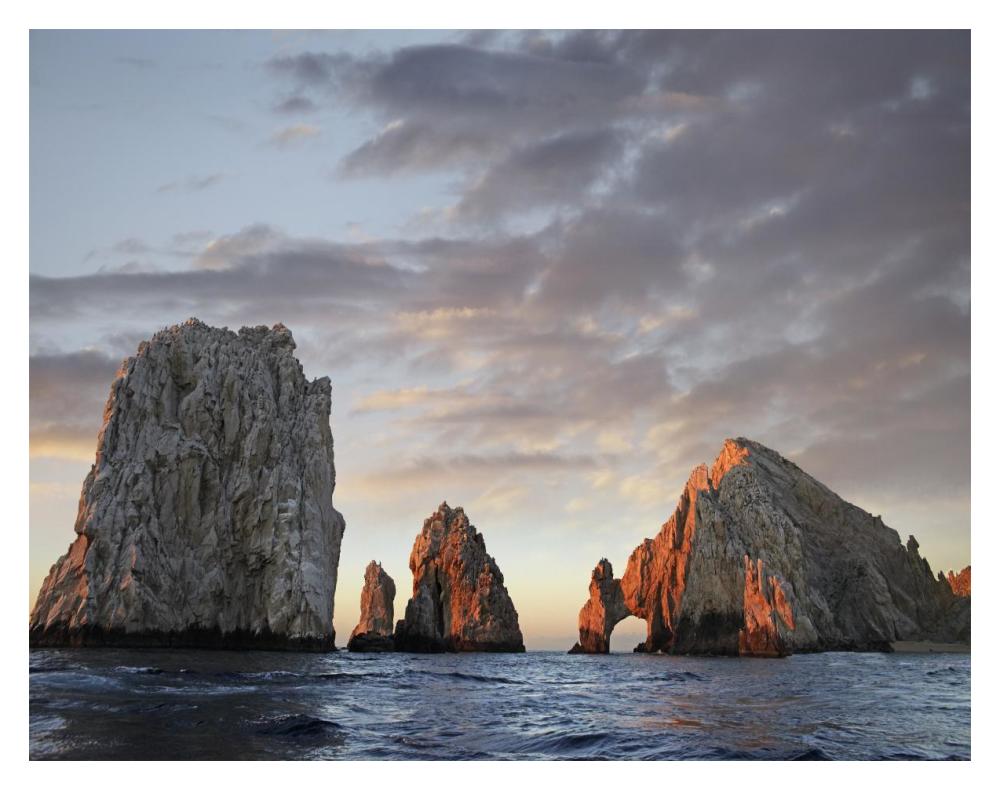 El Arco and sea stacks, Cabo San Lucas, Mexico-Paper Art-18"x14"