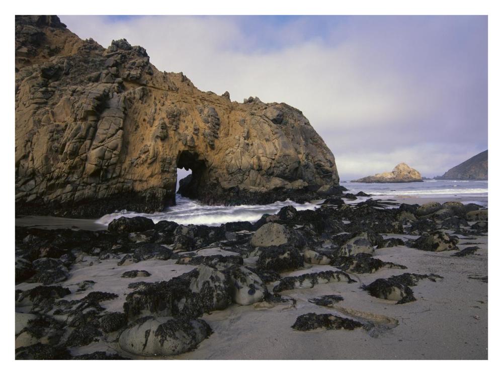 Sea arch at Pfeiffer Beach, Big Sur, California-Paper Art-34"x26"