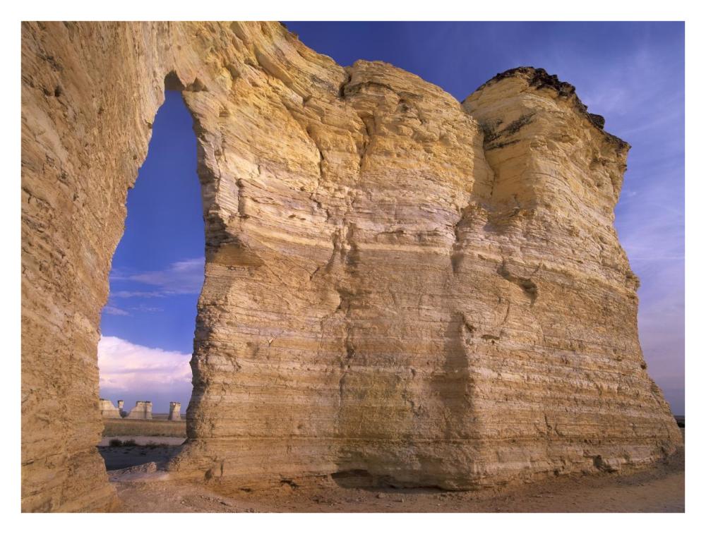 Arch in Monument Rocks National Landmark, Kansas-Paper Art-34"x26"