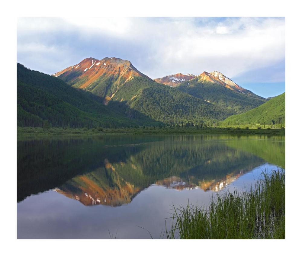 Red Mountain reflected in Crystal Lake, Colorado-Paper Art-18"x15.28"