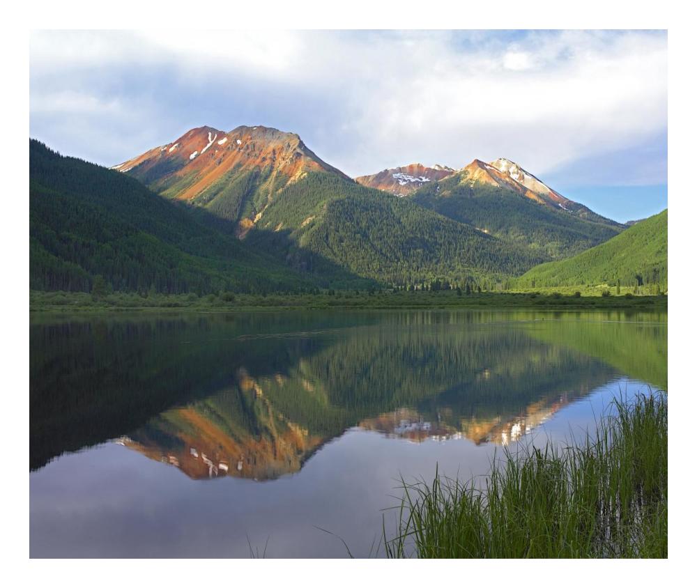 Red Mountain reflected in Crystal Lake, Colorado-Paper Art-24"x20.26"