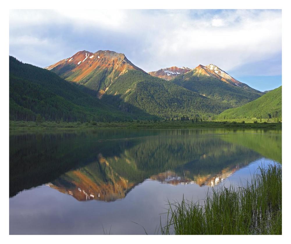Red Mountain reflected in Crystal Lake, Colorado-Paper Art-32"x26.9"