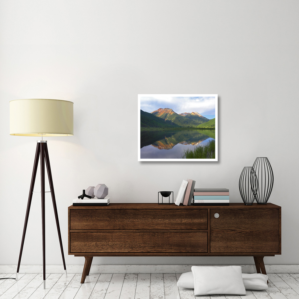 Red Mountain reflected in Crystal Lake, Colorado-Paper Art-32&quotx26.9"