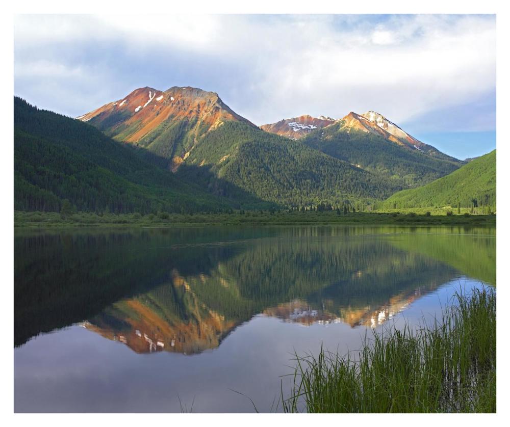 Red Mountain reflected in Crystal Lake, Colorado-Paper Art-38"x31.88"