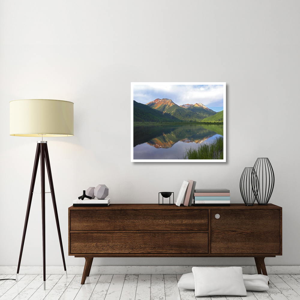 Red Mountain reflected in Crystal Lake, Colorado-Paper Art-38&quotx31.88"
