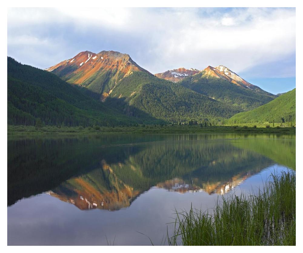 Red Mountain reflected in Crystal Lake, Colorado-Paper Art-42"x35.2"