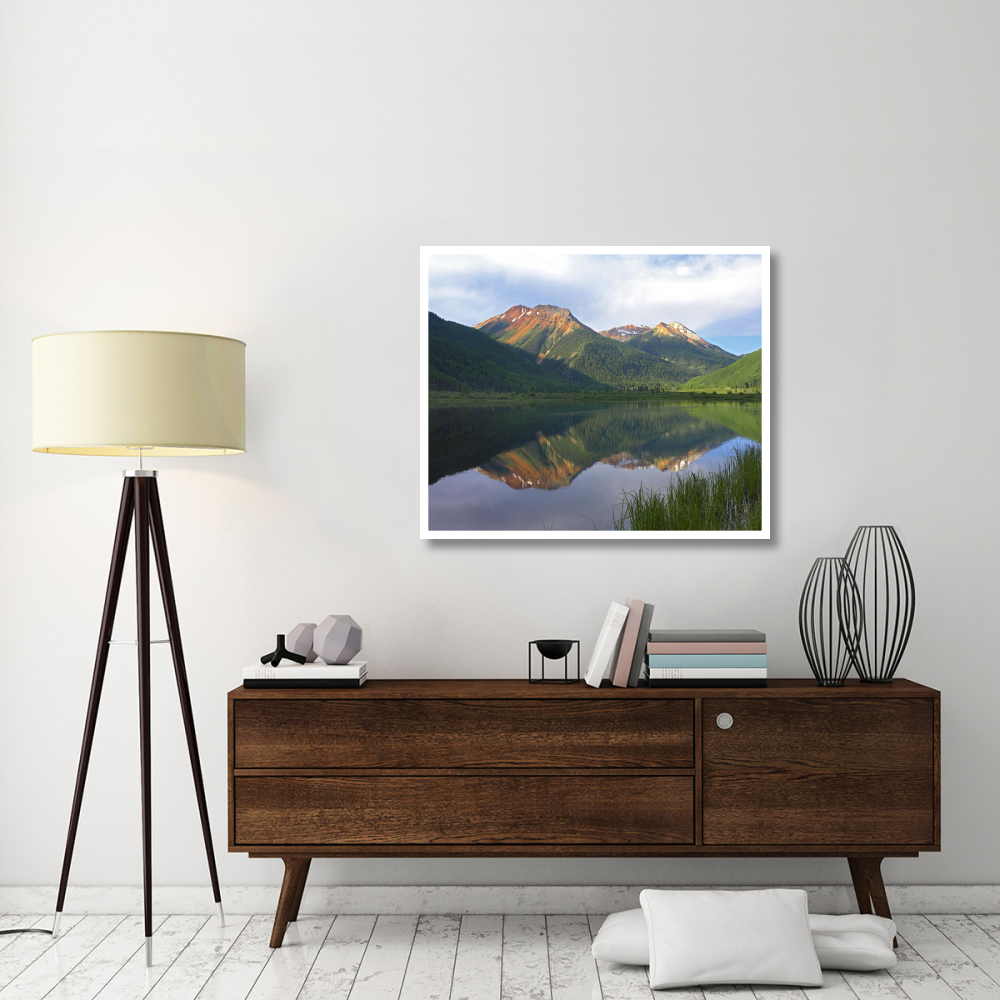 Red Mountain reflected in Crystal Lake, Colorado-Paper Art-42&quotx35.2"