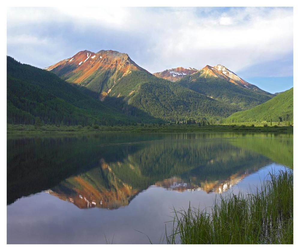 Red Mountain reflected in Crystal Lake, Colorado-Paper Art-46"x38.52"