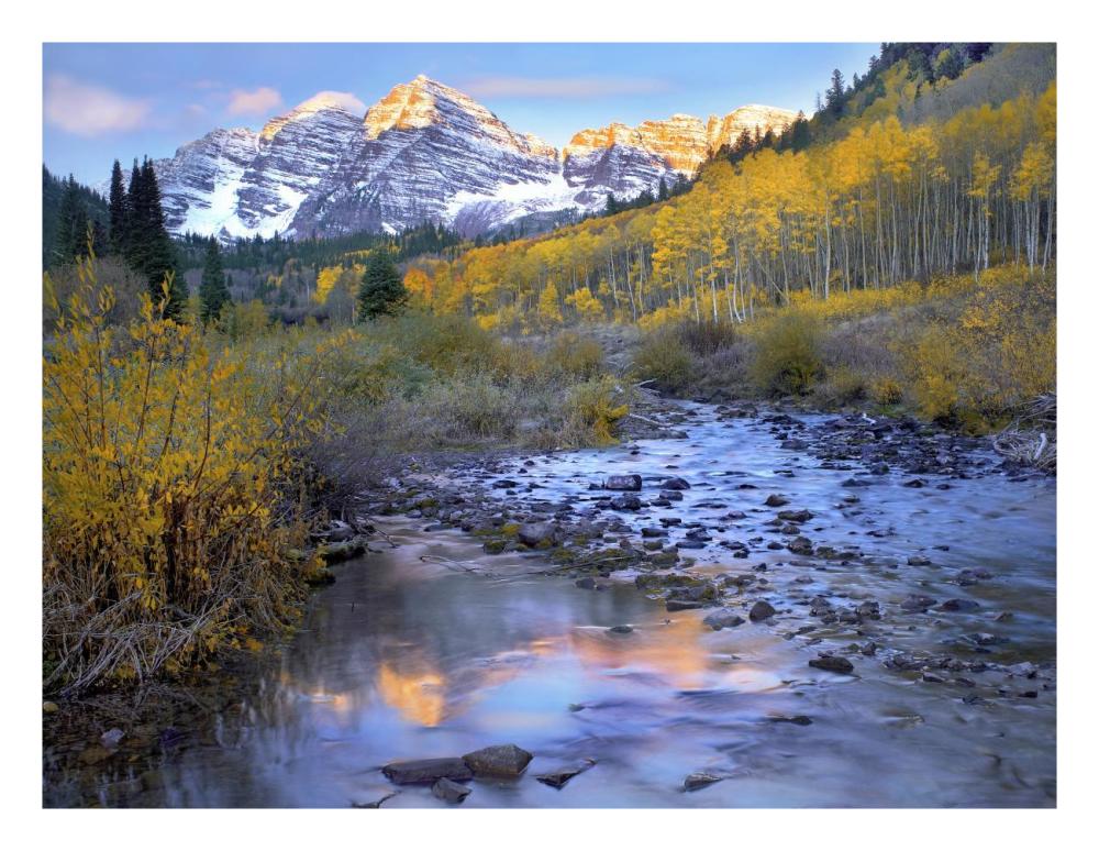 Maroon Bells and Maroon Creek in autumn, Colorado-Paper Art-26"x20"