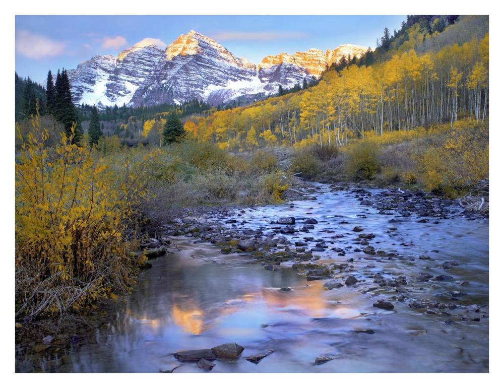 Maroon Bells and Maroon Creek in autumn, Colorado-Paper Art-34"x26"