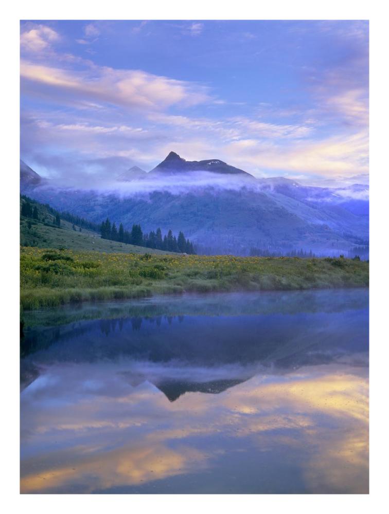 Ruby Range reflected in the Slate River, Colorado-Paper Art-20"x26"