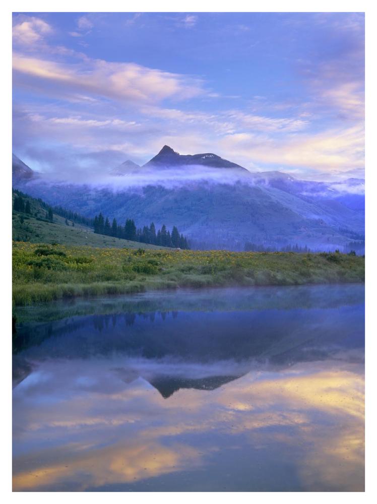 Ruby Range reflected in the Slate River, Colorado-Paper Art-32"x42"