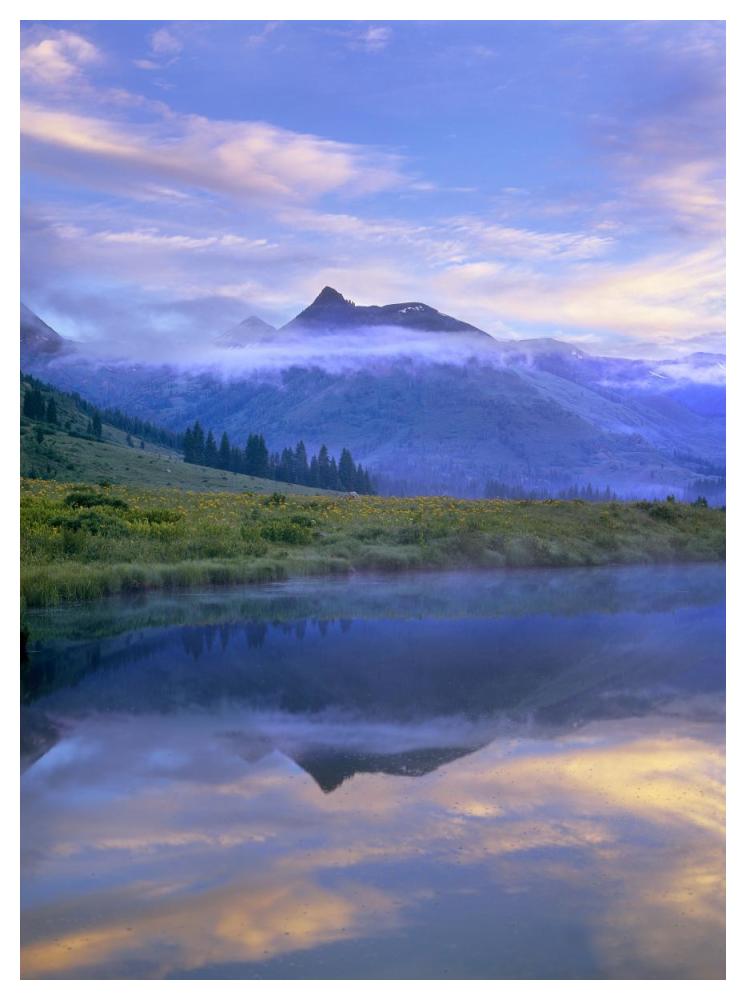Ruby Range reflected in the Slate River, Colorado-Paper Art-38"x50"