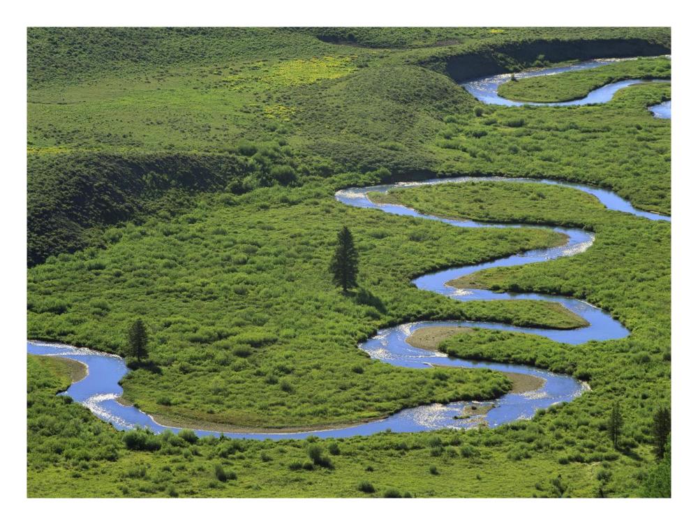 East river meandering near Crested Butte, Colorado-Paper Art-26"x20"