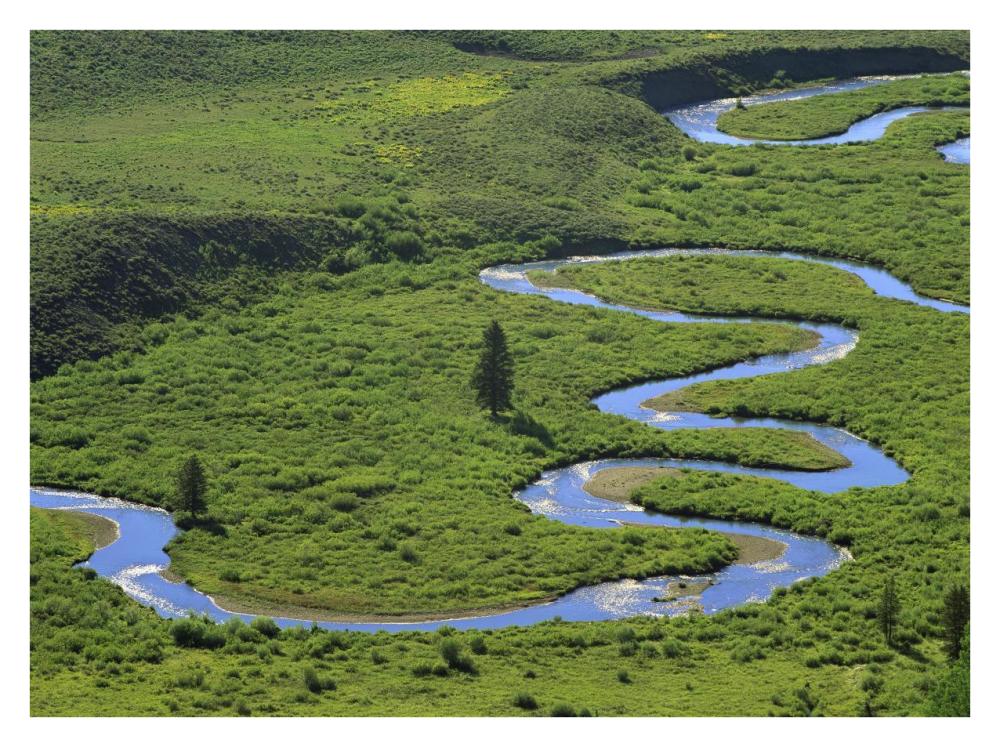 East river meandering near Crested Butte, Colorado-Paper Art-34"x26"