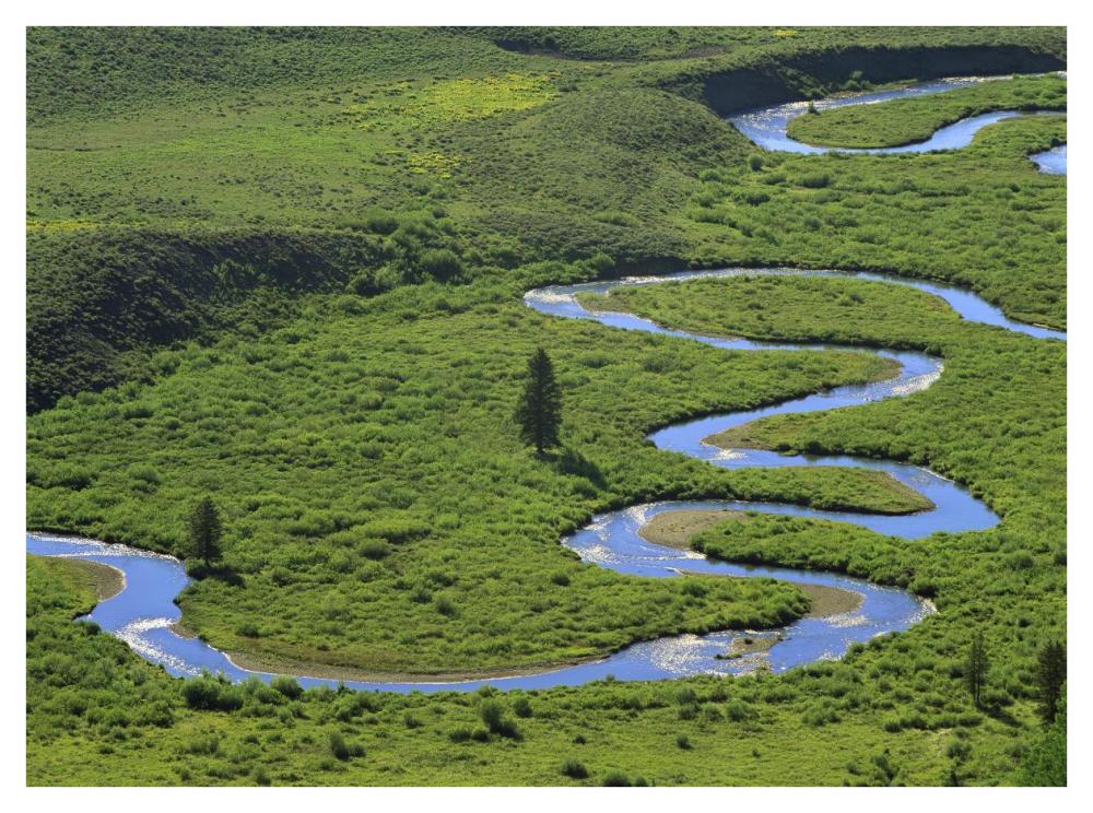 East river meandering near Crested Butte, Colorado-Paper Art-42"x32"