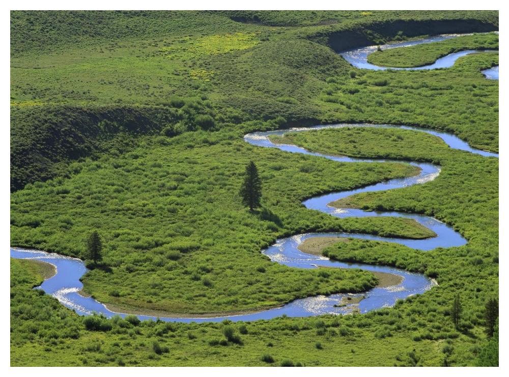 East river meandering near Crested Butte, Colorado-Paper Art-50"x38"