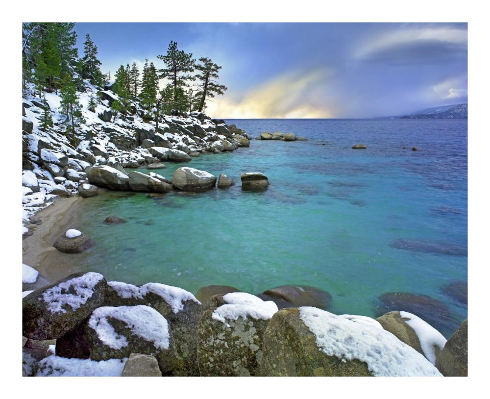 Hidden Beach and Memorial Point, Lake Tahoe, Nevada-Paper Art-22"x18"