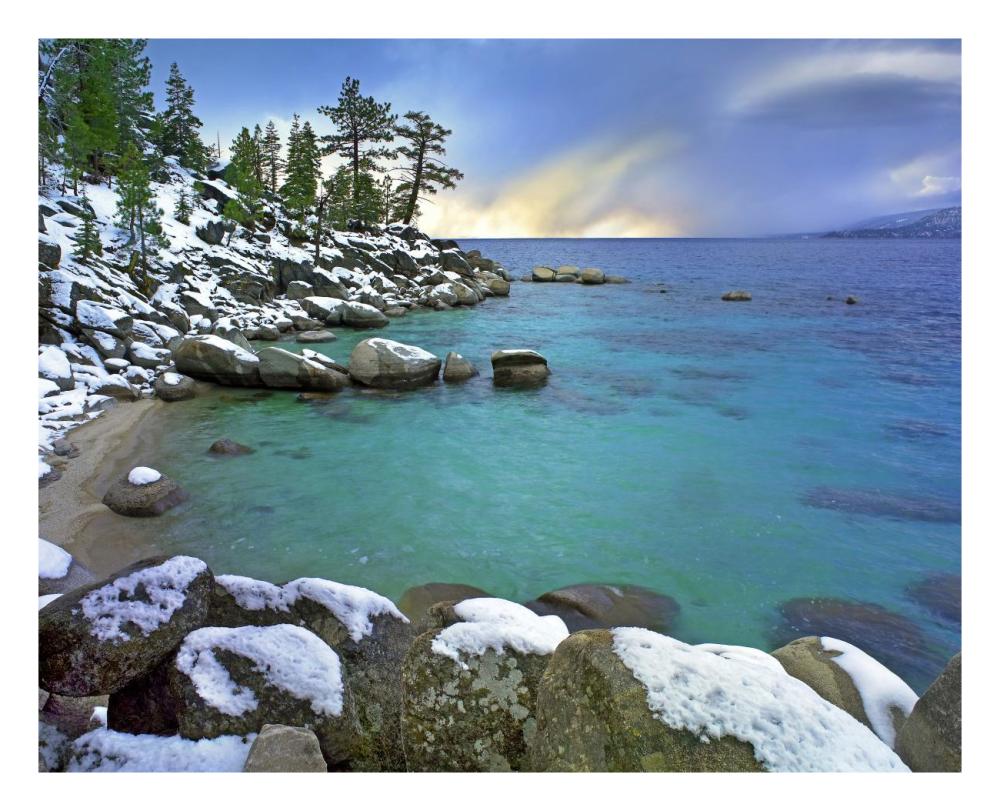Hidden Beach and Memorial Point, Lake Tahoe, Nevada-Paper Art-26"x22"