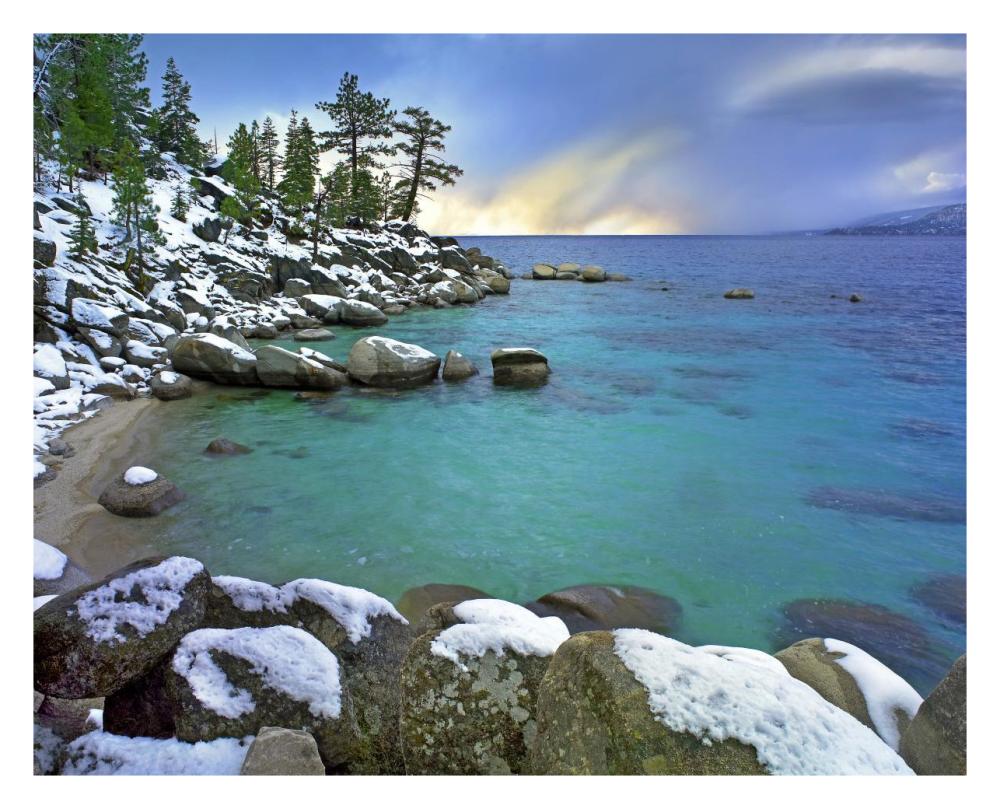 Hidden Beach and Memorial Point, Lake Tahoe, Nevada-Paper Art-30"x24"