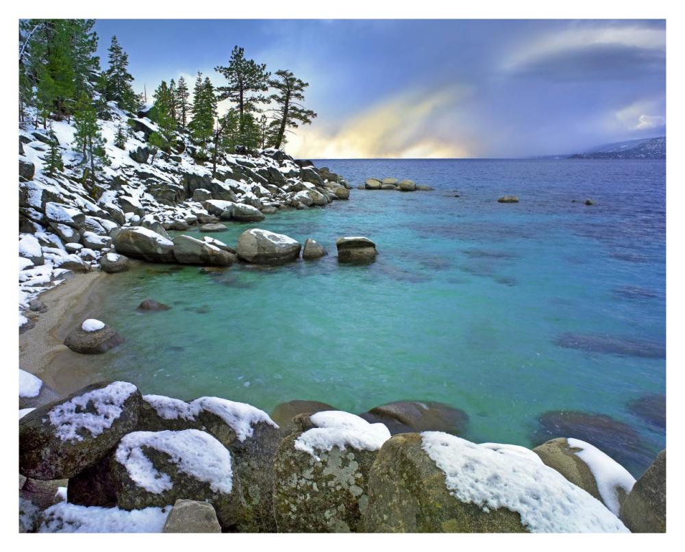 Hidden Beach and Memorial Point, Lake Tahoe, Nevada-Paper Art-37"x30"