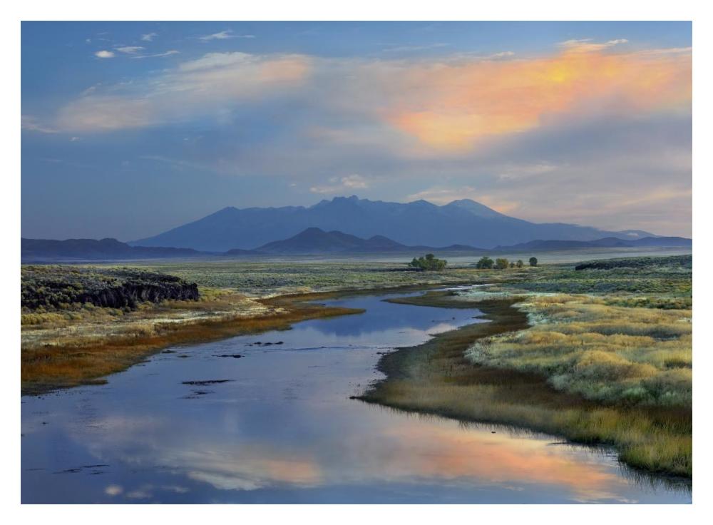 Rio Grande and Sangre de Cristo Mountains, Colorado-Paper Art-18"x14"