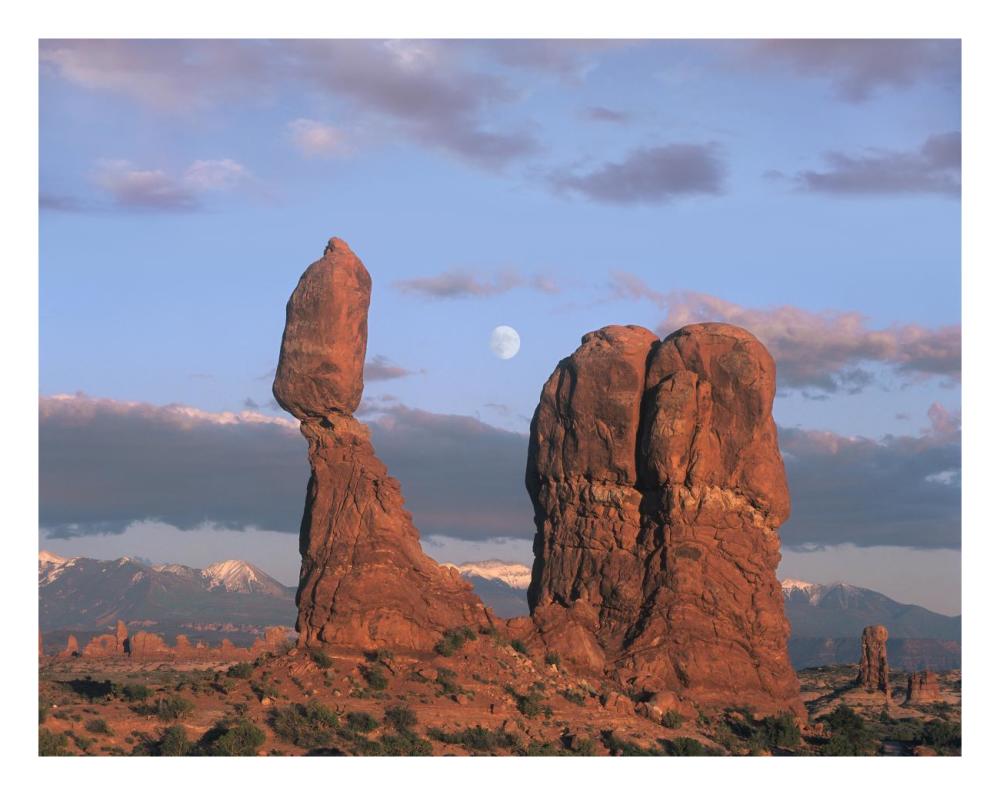 Moon over Balanced Rock, Arches National Park, Utah-Paper Art-26"x20"