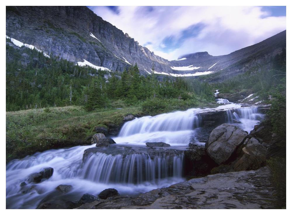 Lunch Creek Cascades, Glacier National Park, Montana-Paper Art-50"x38"