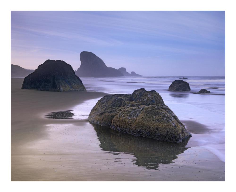 Sea stack and boulders at Meyers Creek Beach, Oregon-Paper Art-22"x18"