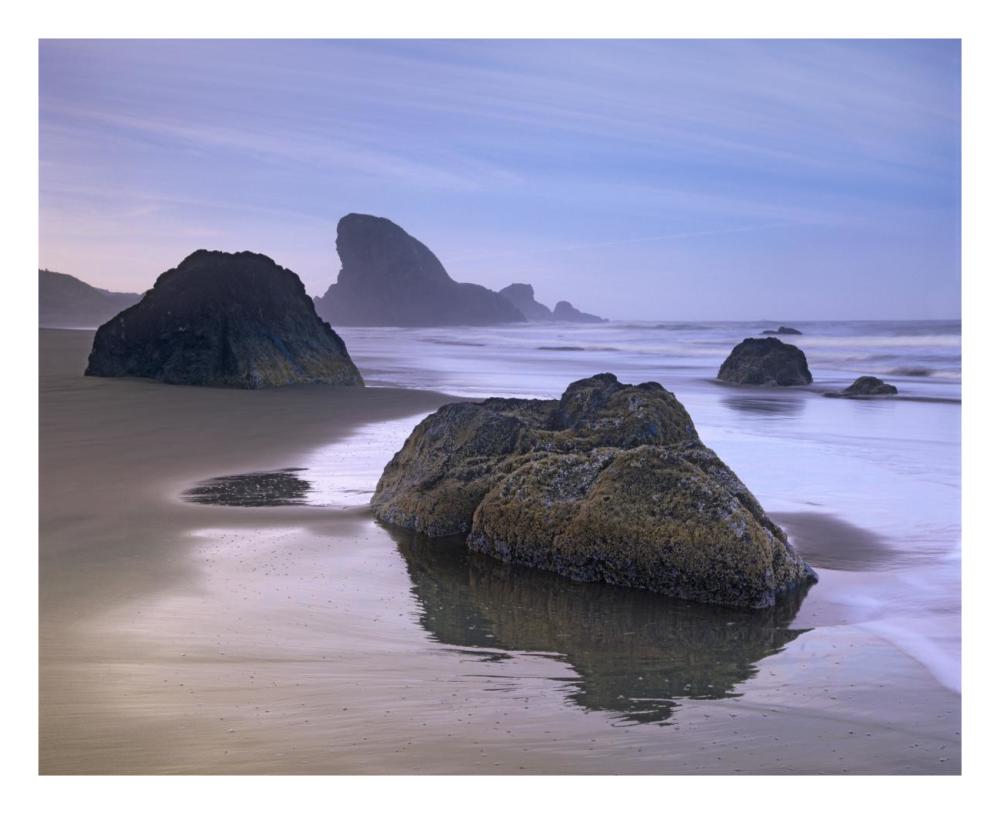 Sea stack and boulders at Meyers Creek Beach, Oregon-Paper Art-26"x22"