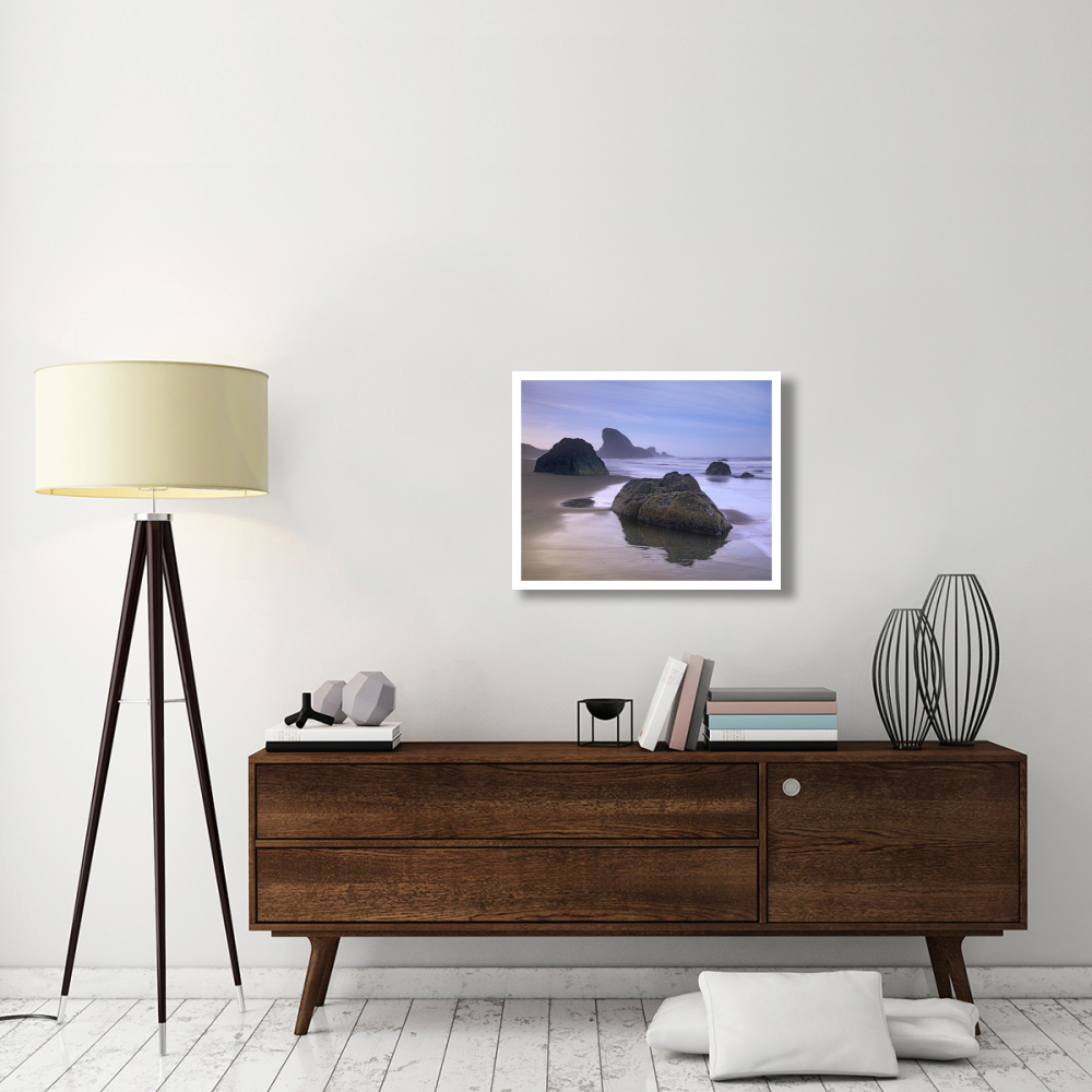 Sea stack and boulders at Meyers Creek Beach, Oregon-Paper Art-30&quotx24"