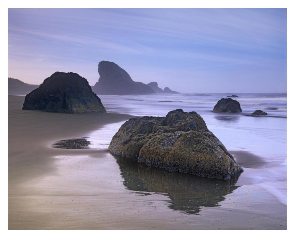 Sea stack and boulders at Meyers Creek Beach, Oregon-Paper Art-37"x30"