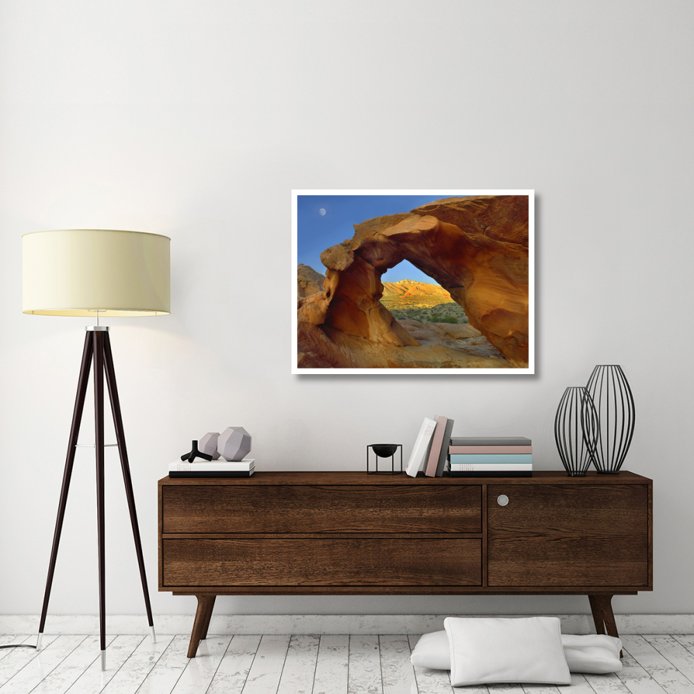 Arch Rock and moon, Valley of Fire State Park, Nevada-Paper Art-42&quotx32"