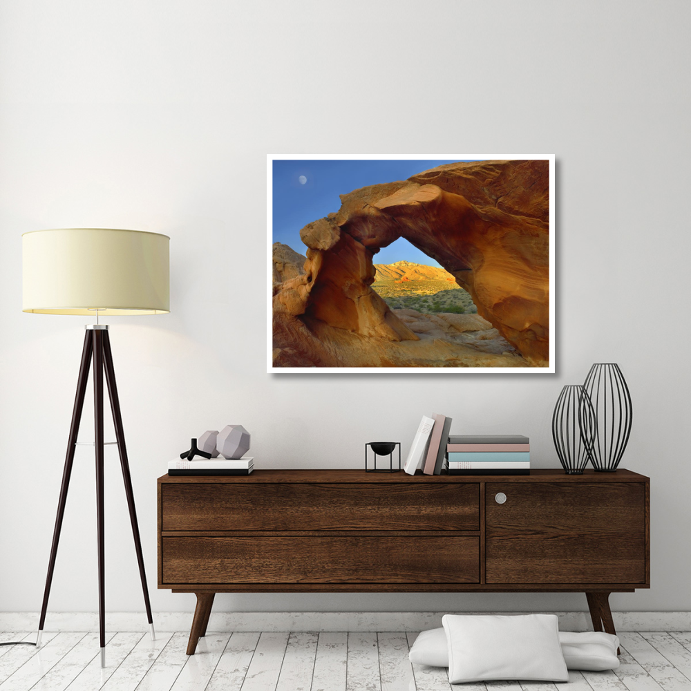 Arch Rock and moon, Valley of Fire State Park, Nevada-Paper Art-50&quotx38"