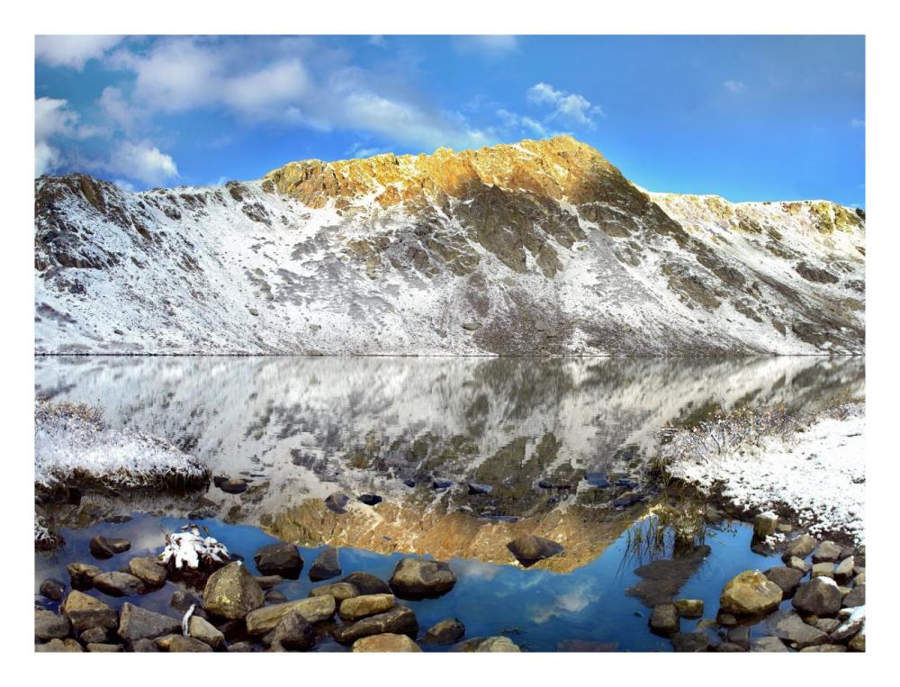 Geissler Mountain reflected in Linkins Lake, Colorado-Paper Art-26"x20"