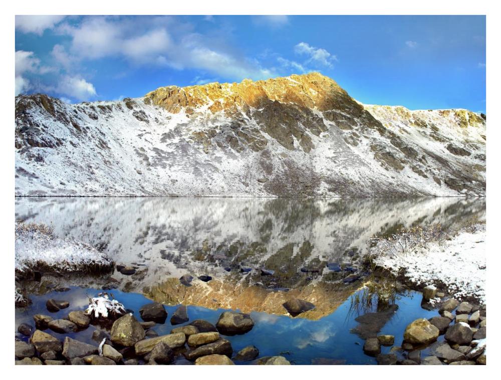 Geissler Mountain reflected in Linkins Lake, Colorado-Paper Art-34"x26"
