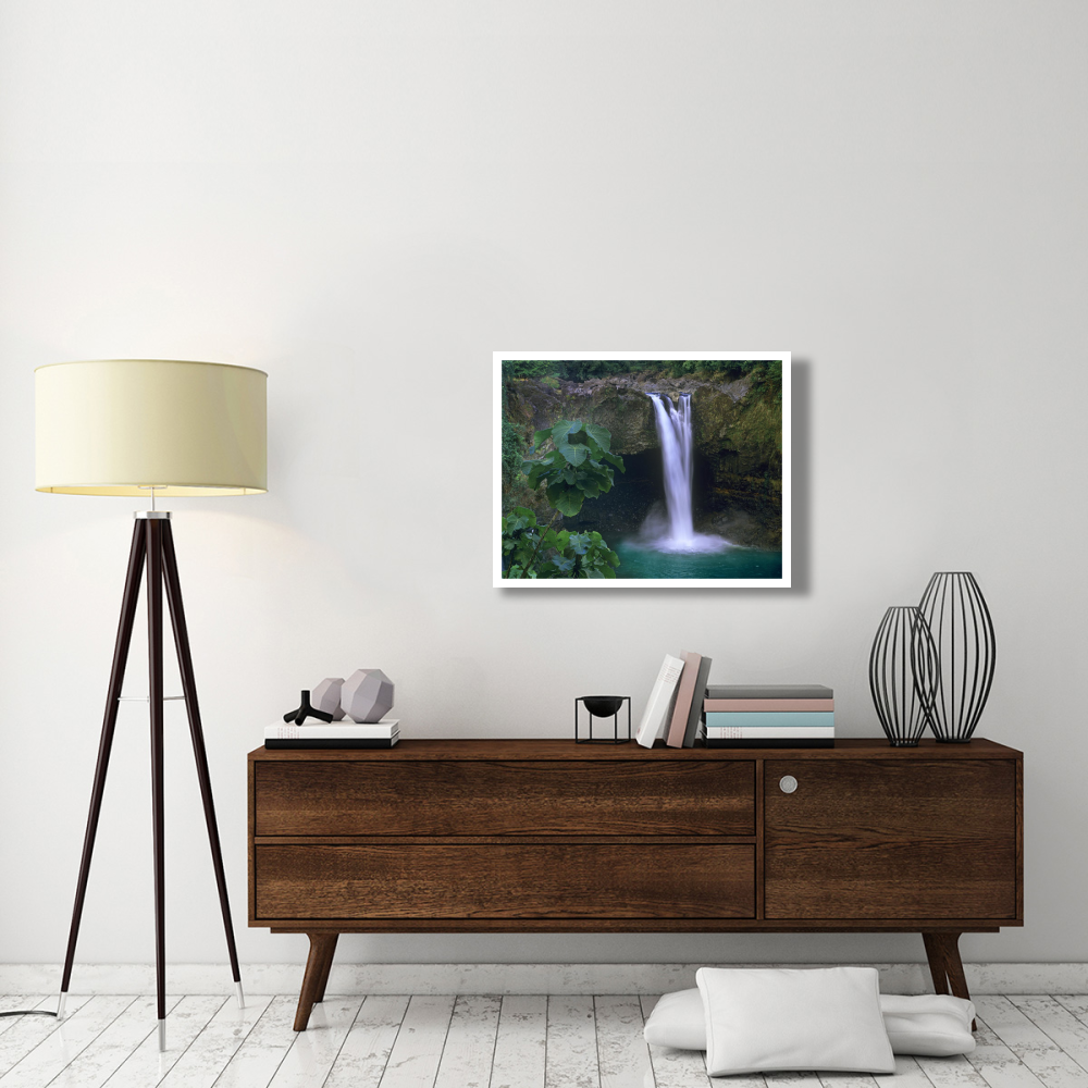 Rainbow Falls cascading into pool, Big Island, Hawaii-Paper Art-34&quotx26"