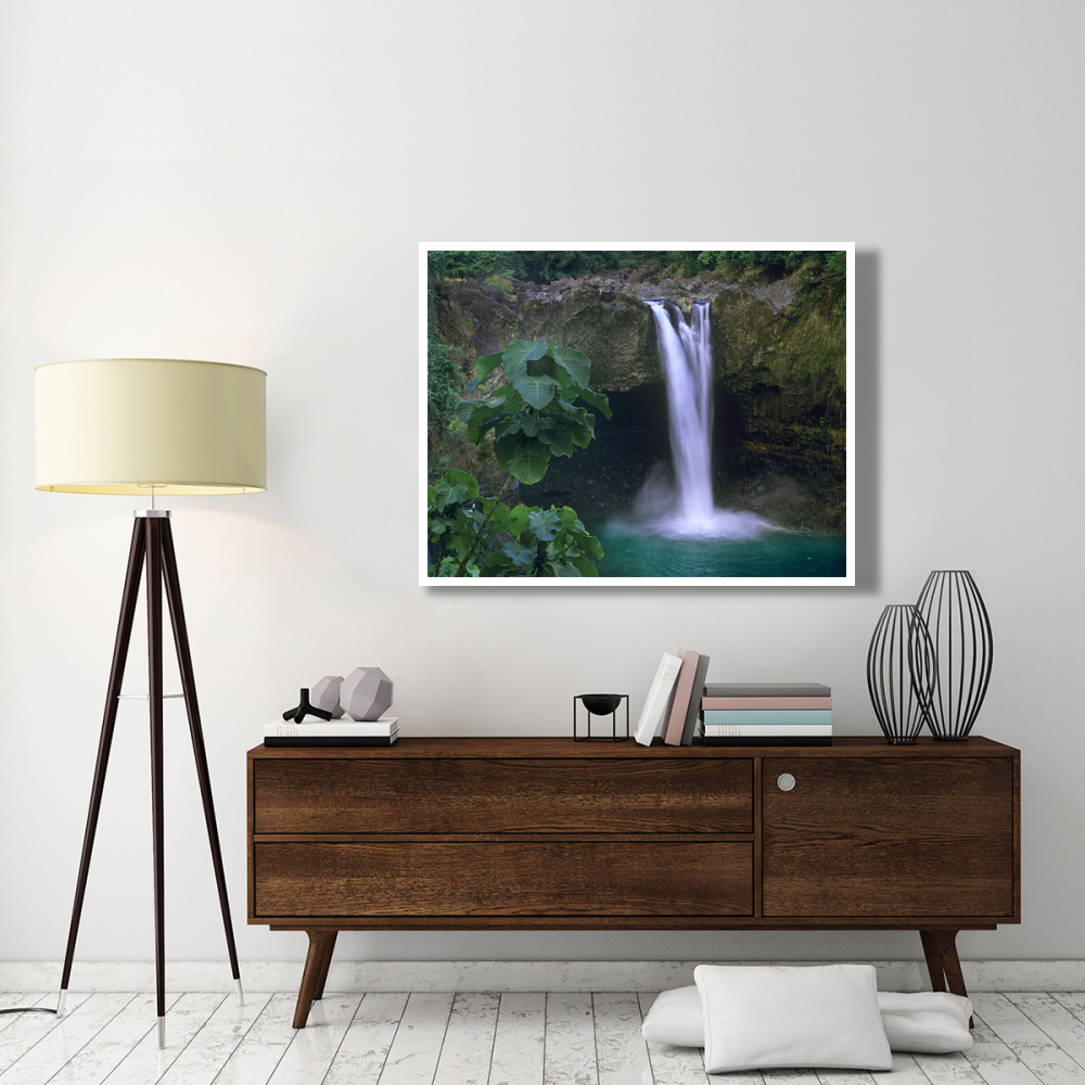 Rainbow Falls cascading into pool, Big Island, Hawaii-Paper Art-50&quotx38"