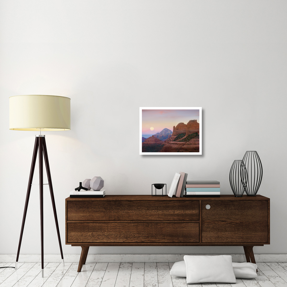 Moon setting as seen from Shelby Hill, Sedona, Arizona-Paper Art-26&quotx20"