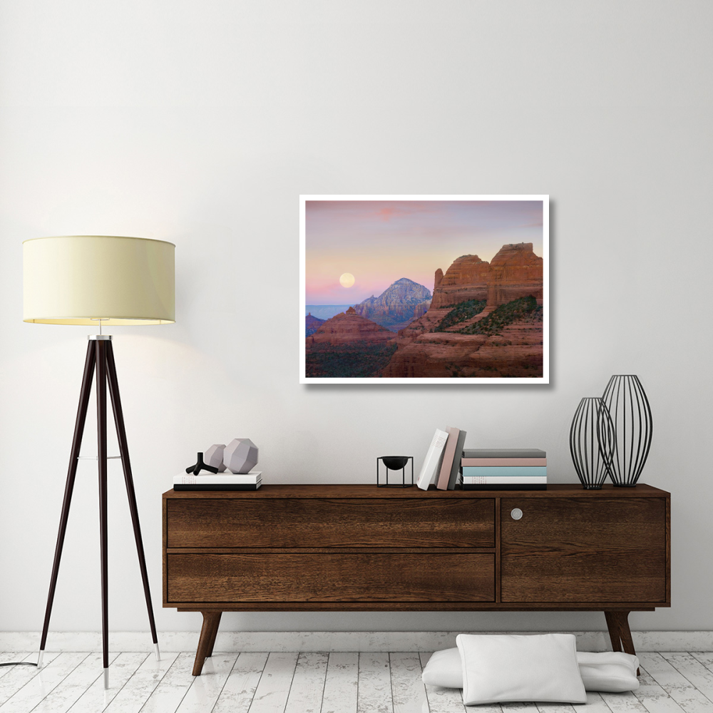 Moon setting as seen from Shelby Hill, Sedona, Arizona-Paper Art-42&quotx32"