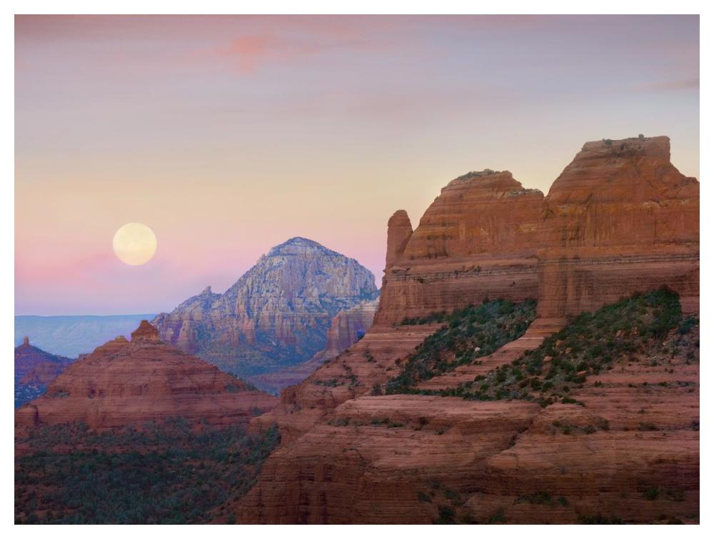Moon setting as seen from Shelby Hill, Sedona, Arizona-Paper Art-50"x38"