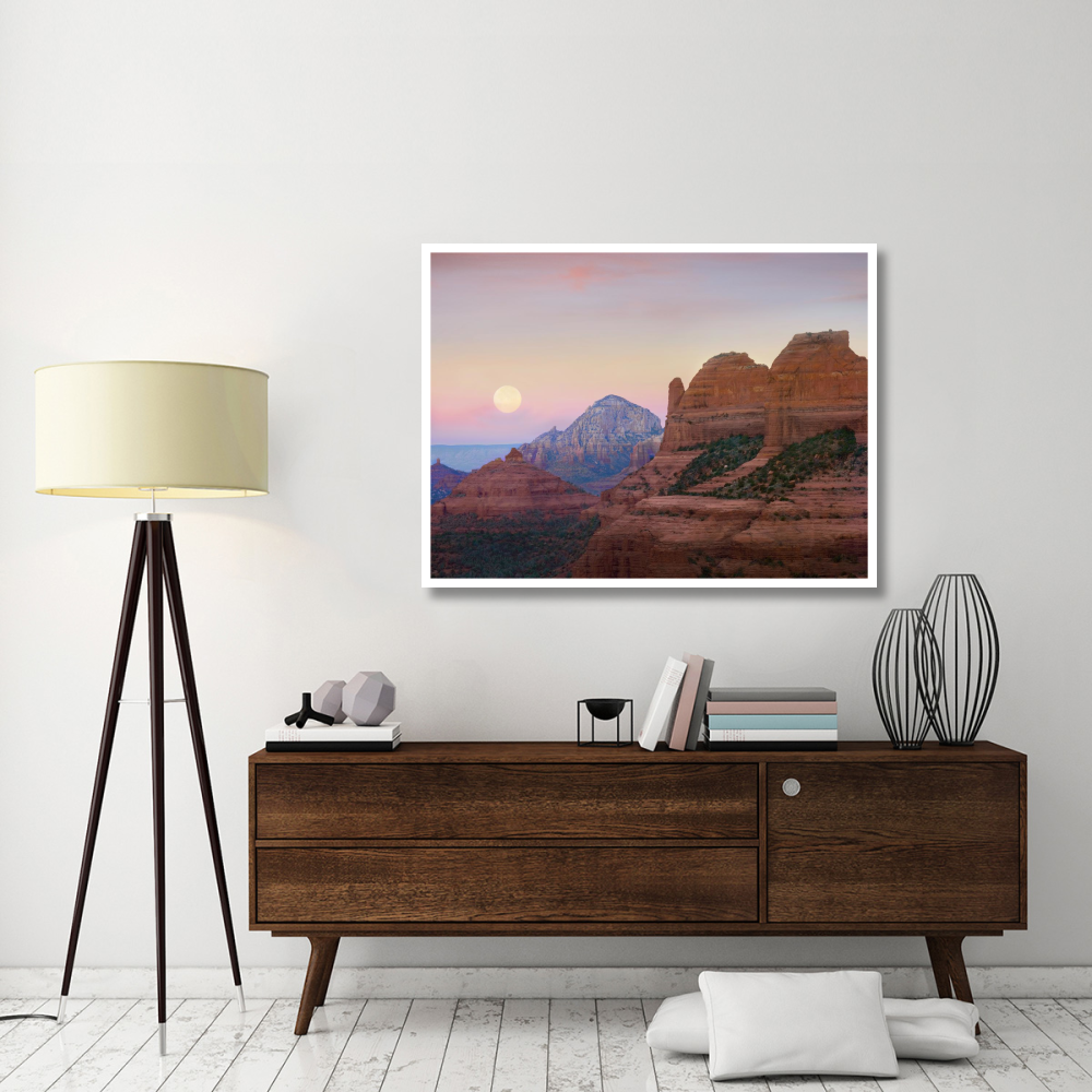 Moon setting as seen from Shelby Hill, Sedona, Arizona-Paper Art-50&quotx38"