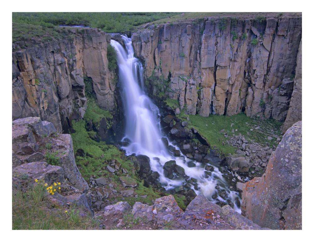 North Clear Creek Falls cascading down cliff, Colorado-Paper Art-26"x20"