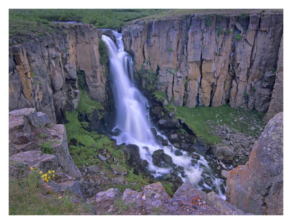 North Clear Creek Falls cascading down cliff, Colorado-Paper Art-34"x26"