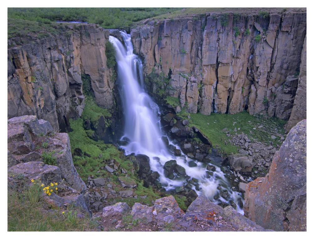 North Clear Creek Falls cascading down cliff, Colorado-Paper Art-42"x32"