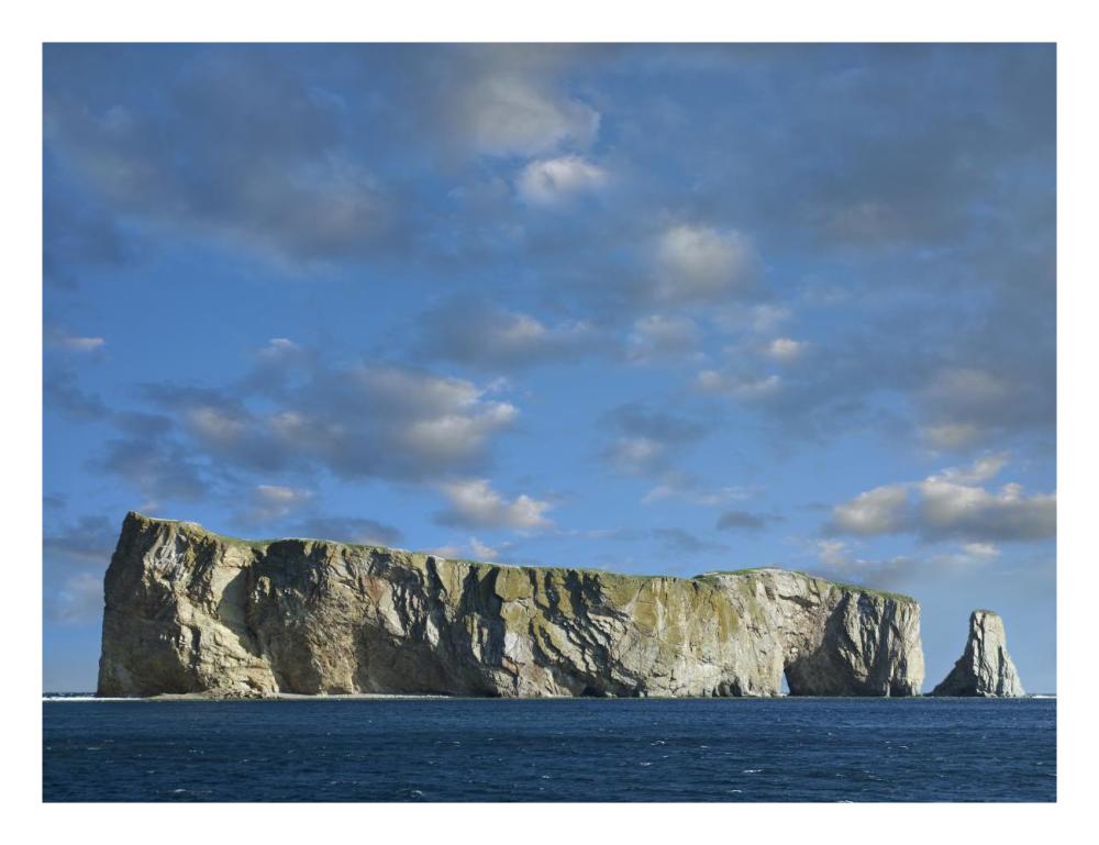 Perce Rock, island limestone formation, Quebec, Canada-Paper Art-26"x20"